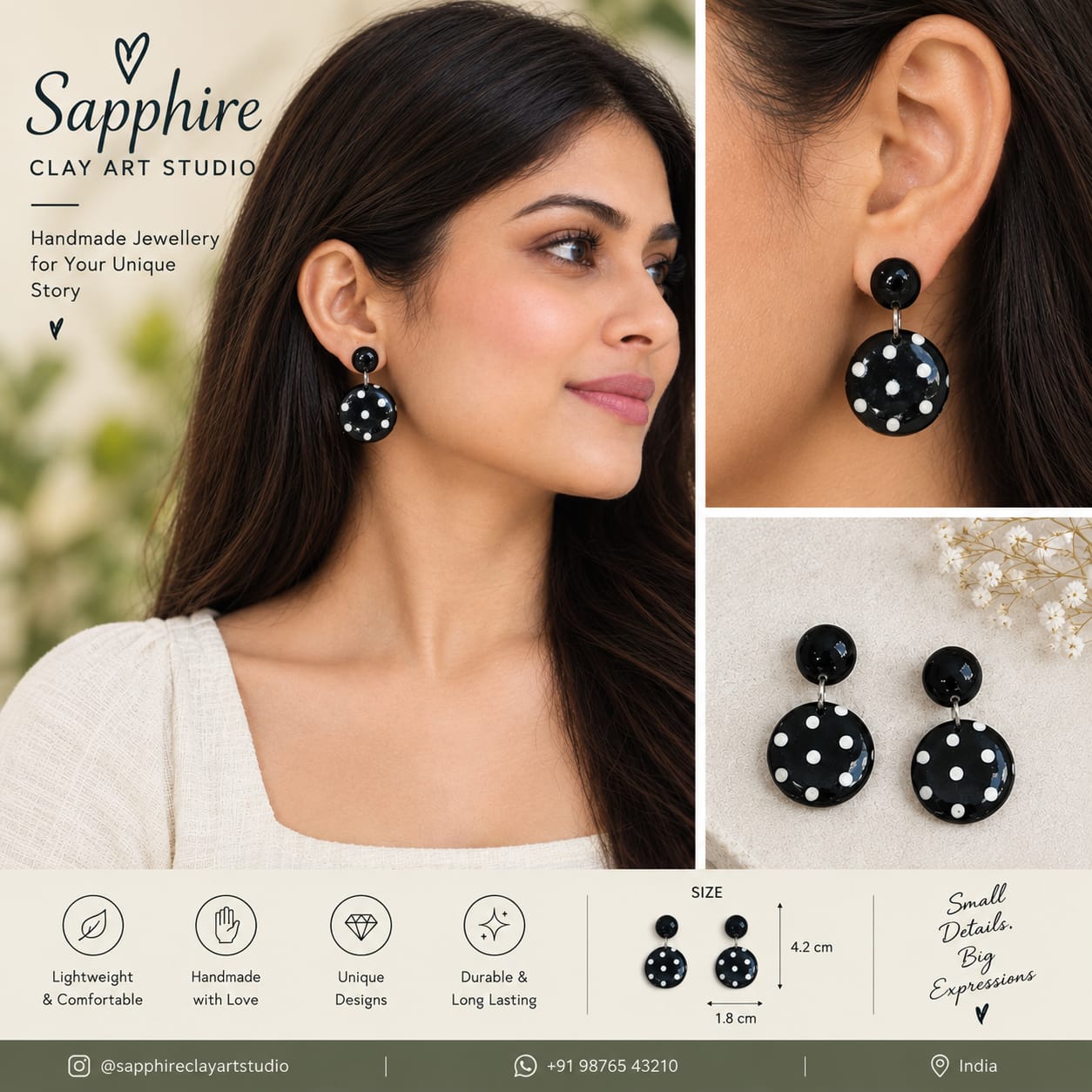 polka dots round earrings - Image 2